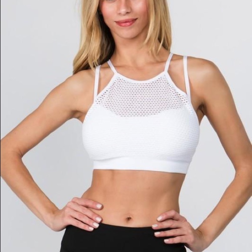 MESH LAYER SPORTS BRA-WHITE - Picture 3 of 3